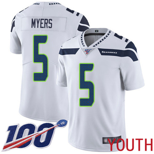Seattle Seahawks Limited White Youth Jason Myers Road Jersey NFL Football #5 100th Season Vapor Untouchable->women nfl jersey->Women Jersey